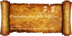 Pavlekovics Bökény névjegykártya